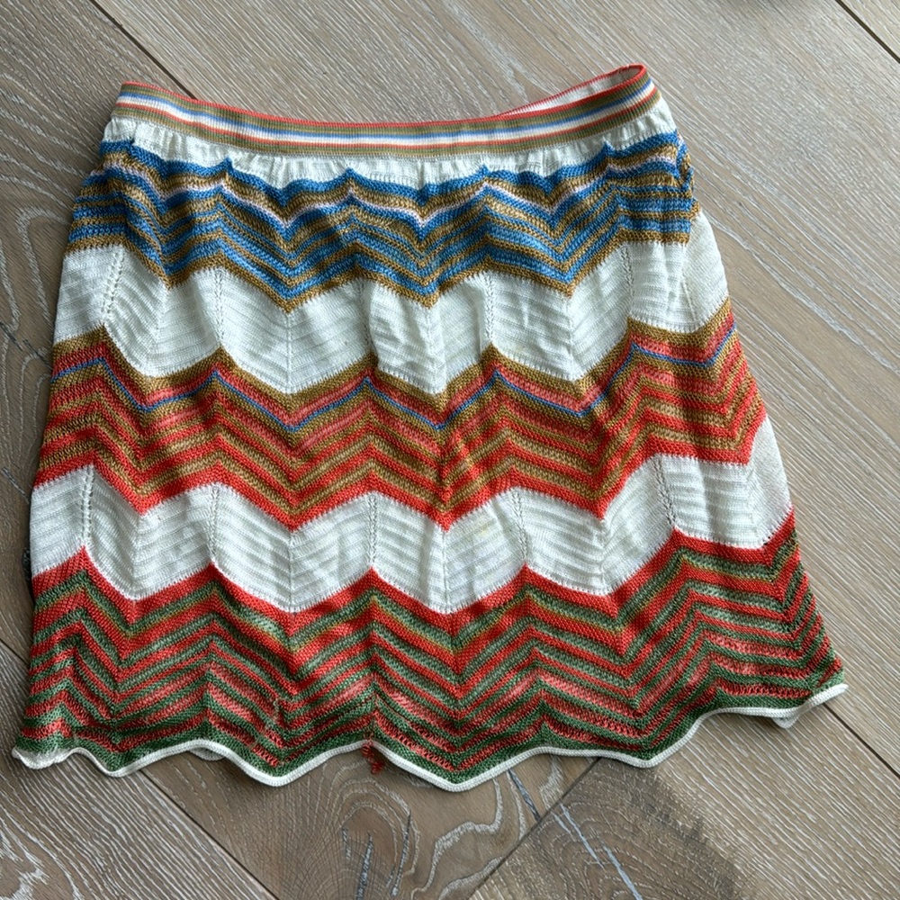 M Missoni knit, iconic Chevron pattern mini skirt, Sz 38